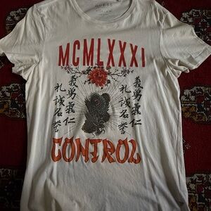 Guess White Tee with Red and Black Graphic